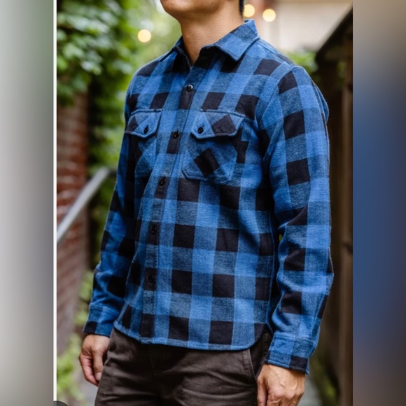 Blue Checked Unisex Flannel - Picture 5 of 5